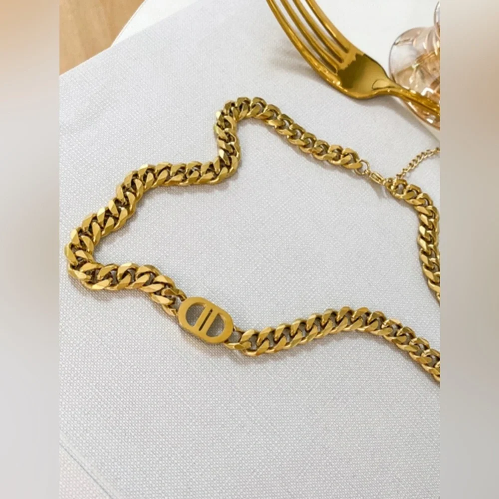 Gold Plated Stainless Steel Chain Necklace - Picture 2 of 4